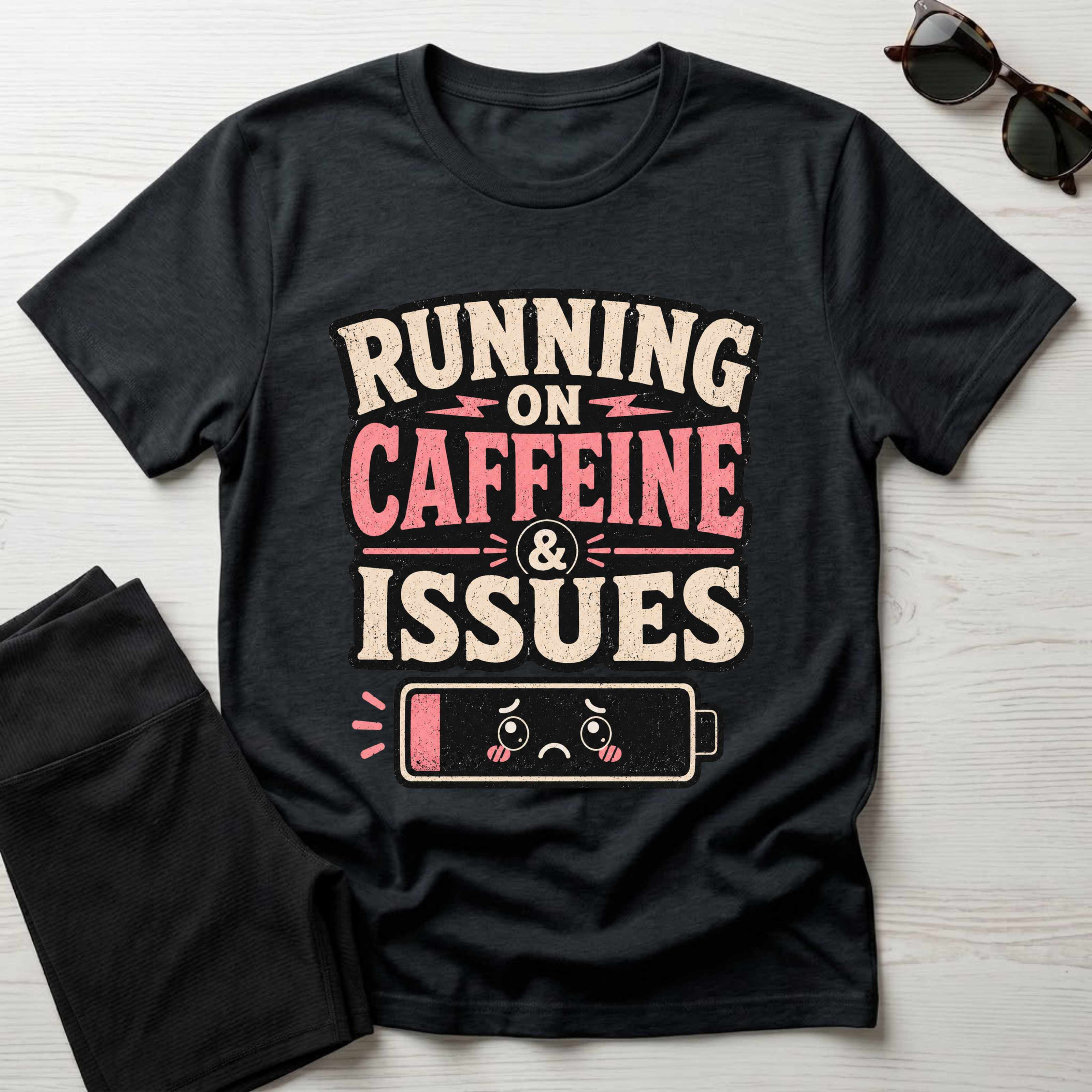 Running on caffeine & Issues T-Shirt