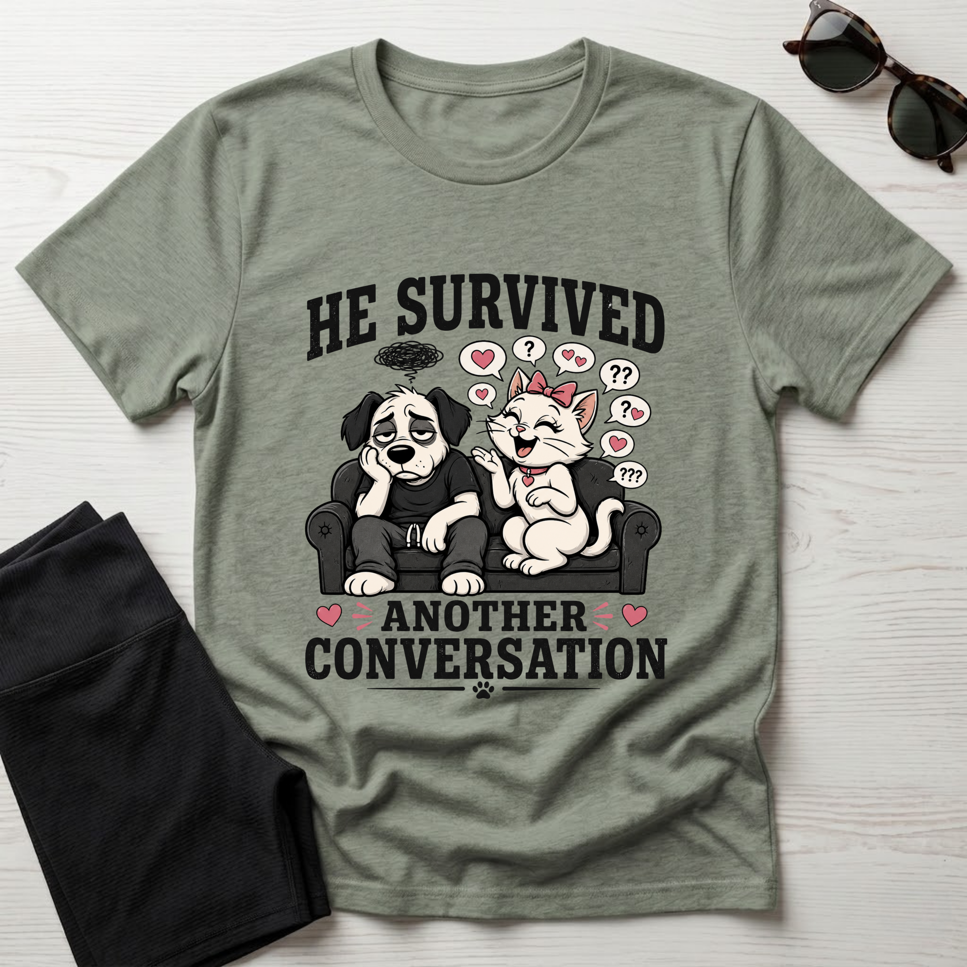 He Survived Another Conversation T-Shirt